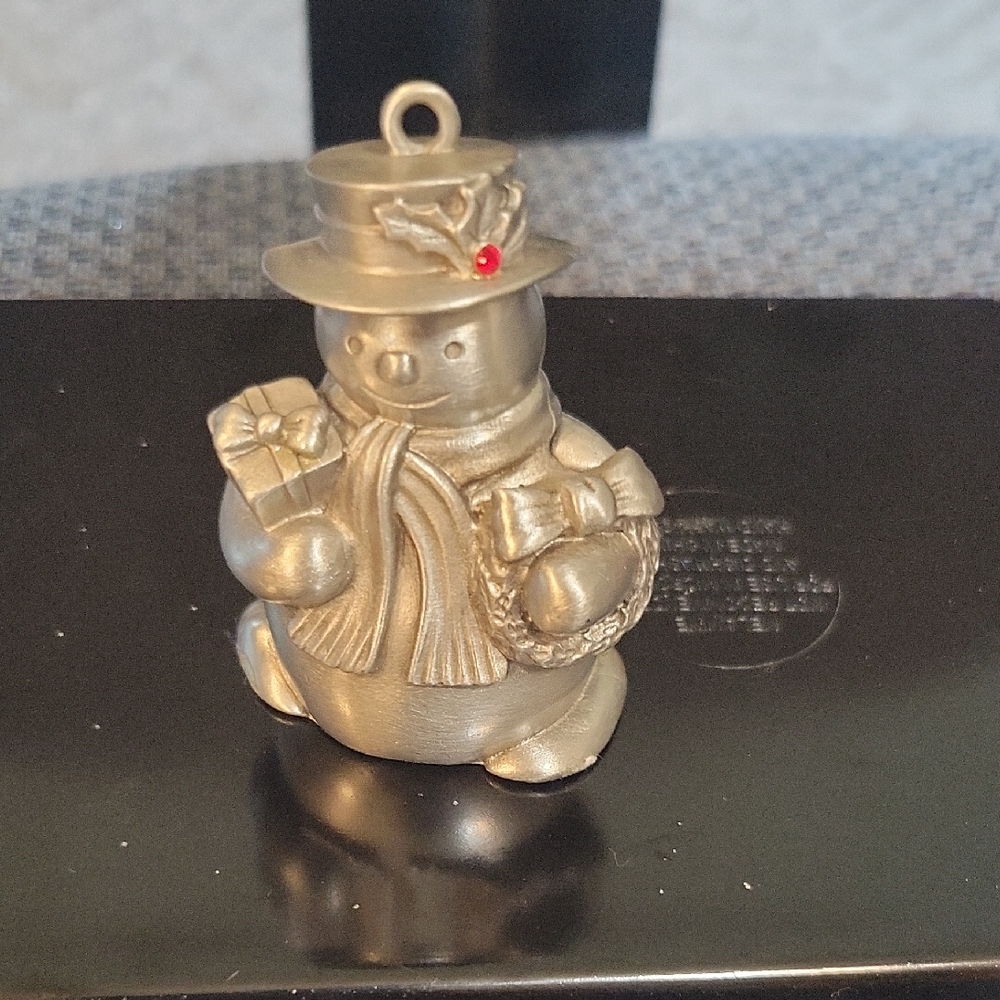 #10 Vintage Silver Snowman Holiday Ornament 2001